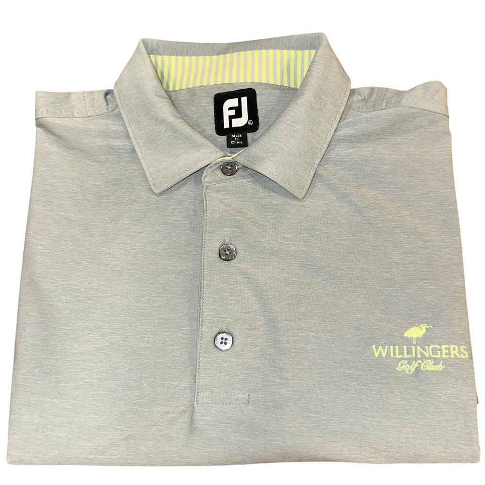 FootJoy Mens XL ProDry Golf Polo Shirt Sage Green Willingers Golf Club Logo - Picture 1 of 10